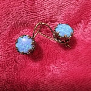 Elegant Sterling Silver & Blue Opal Earrings